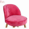 Commode Restaurant Used Solid Wood Pink Velvet Cover Modern Dining Chair Without Armrest